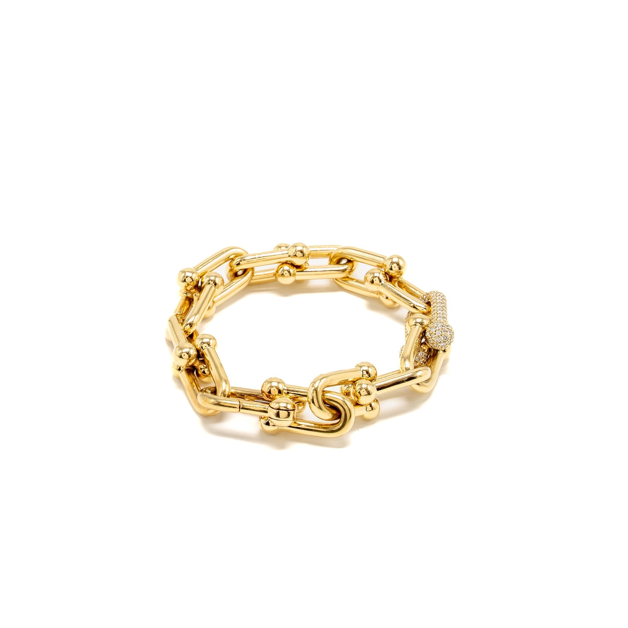 TIFFANY TIFFANY HARDWARE LARGE LINK BRACELET YELLOW GOLD/DIAMONDS