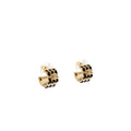 CHANEL 26P MINI HOOP EARRINGS LEATHER CHAIN/CC LOGO GOLD TONE