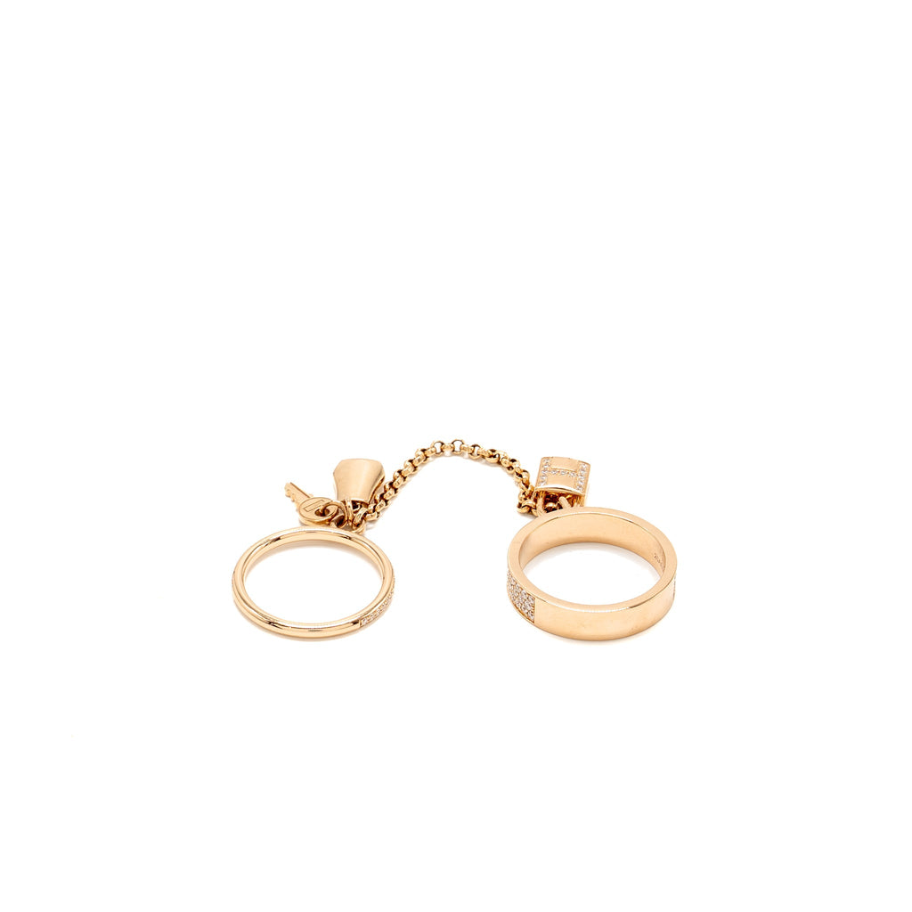 HERMES KELLY CADENAS DOUBLE RING ROSE GOLD WITH DIAMONDS