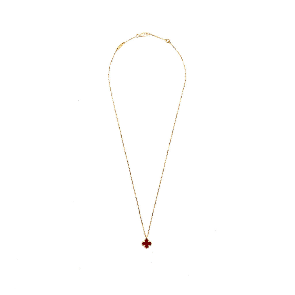 VAN CLEEF & ARPELS SWEET ALHAMBRA PENDANT ROSE GOLD, CARNELIAN