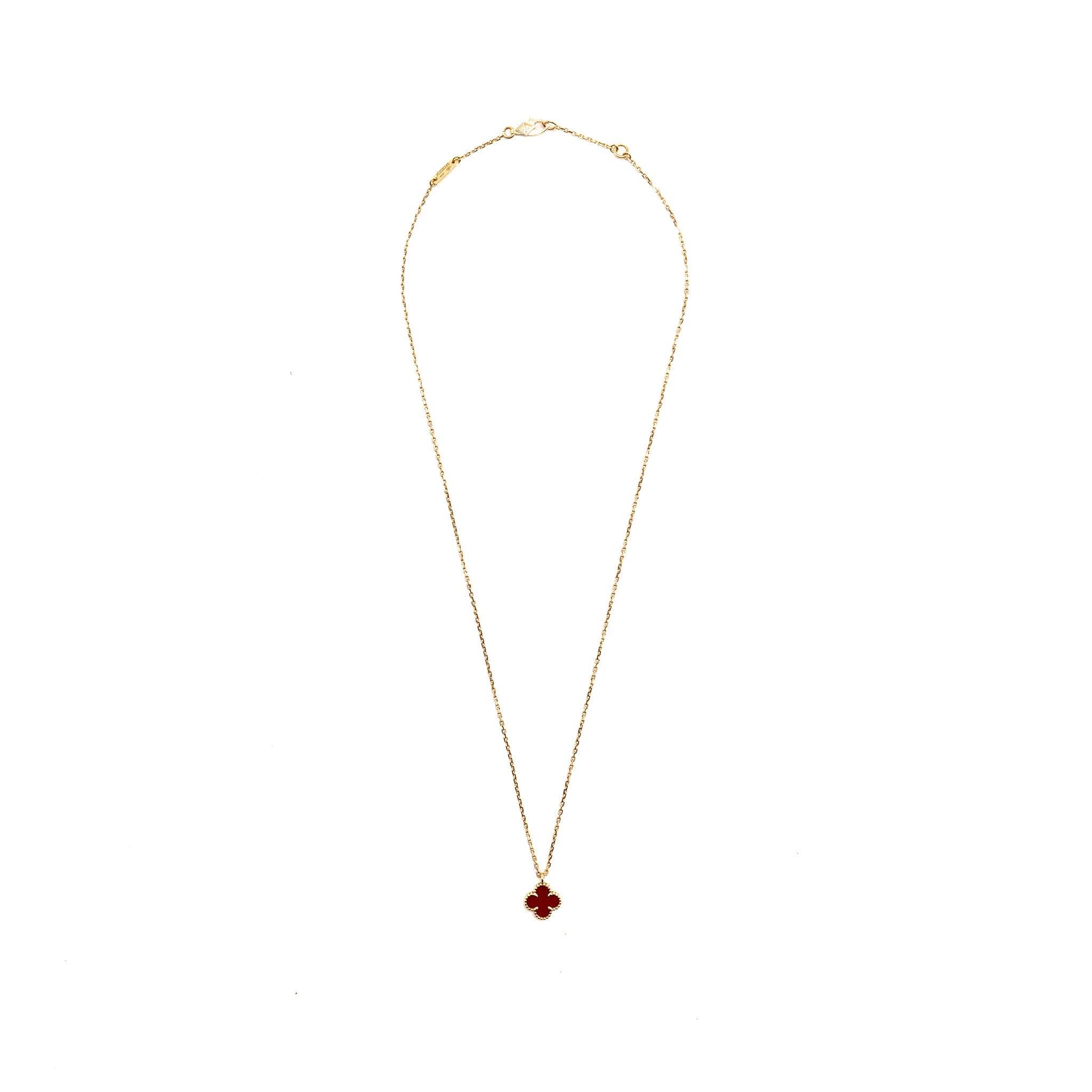 VAN CLEEF & ARPELS SWEET ALHAMBRA PENDANT ROSE GOLD, CARNELIAN
