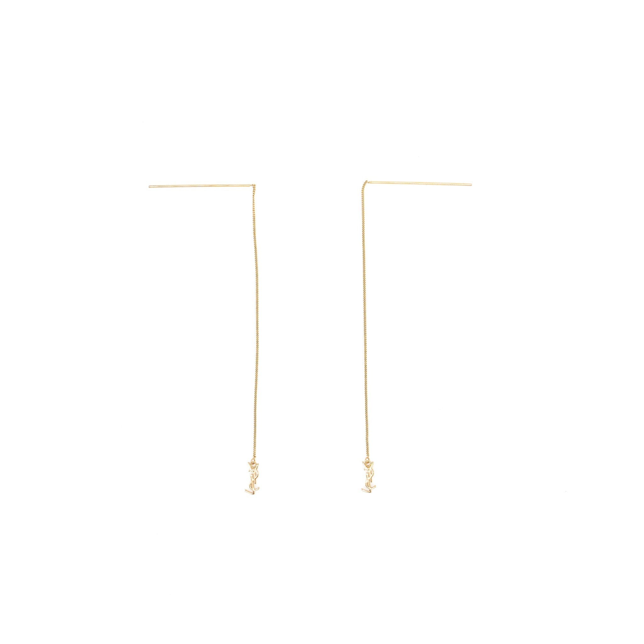 SAINT LAURENT/YSL LOGO DROPPED EARRINGS GOLD TONE