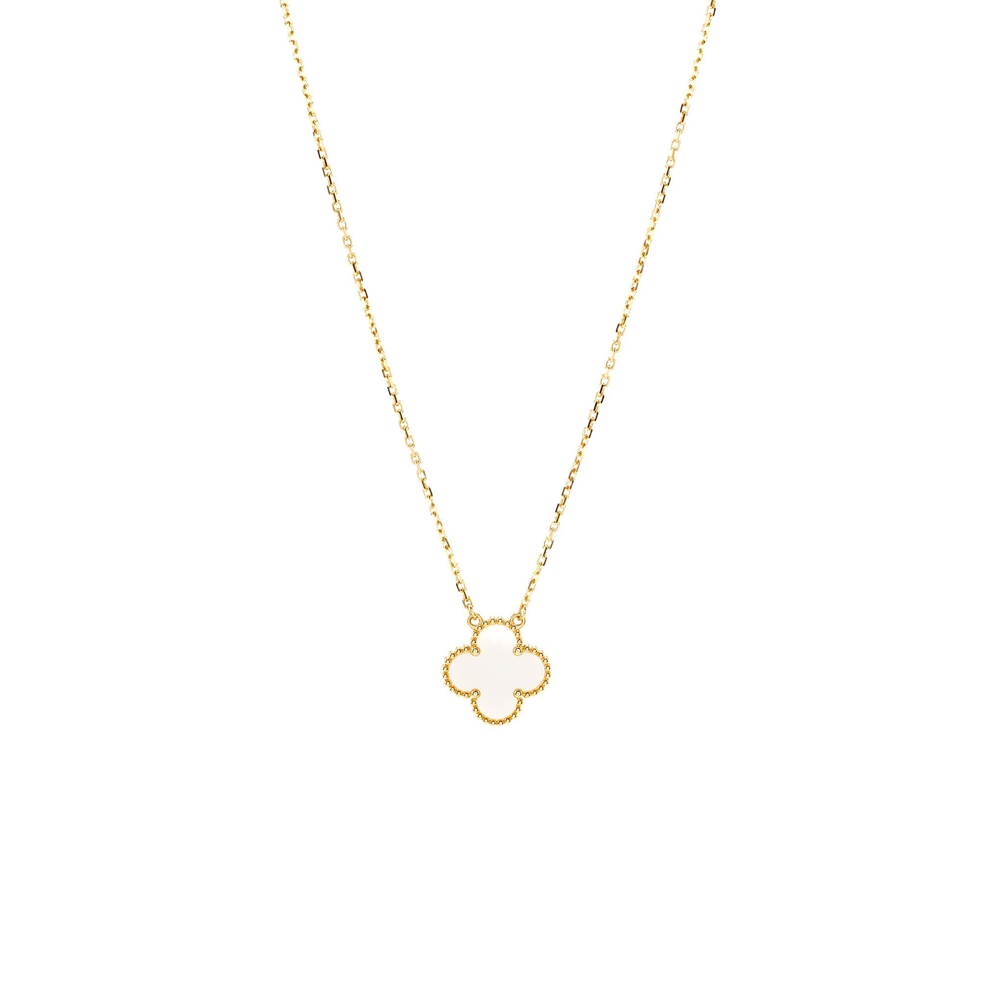 VAN CLEEF & ARPELS VINTAGE ALHAMBRA PENDANT WHITE MOTHER OF PEARL YELLOW GOLD