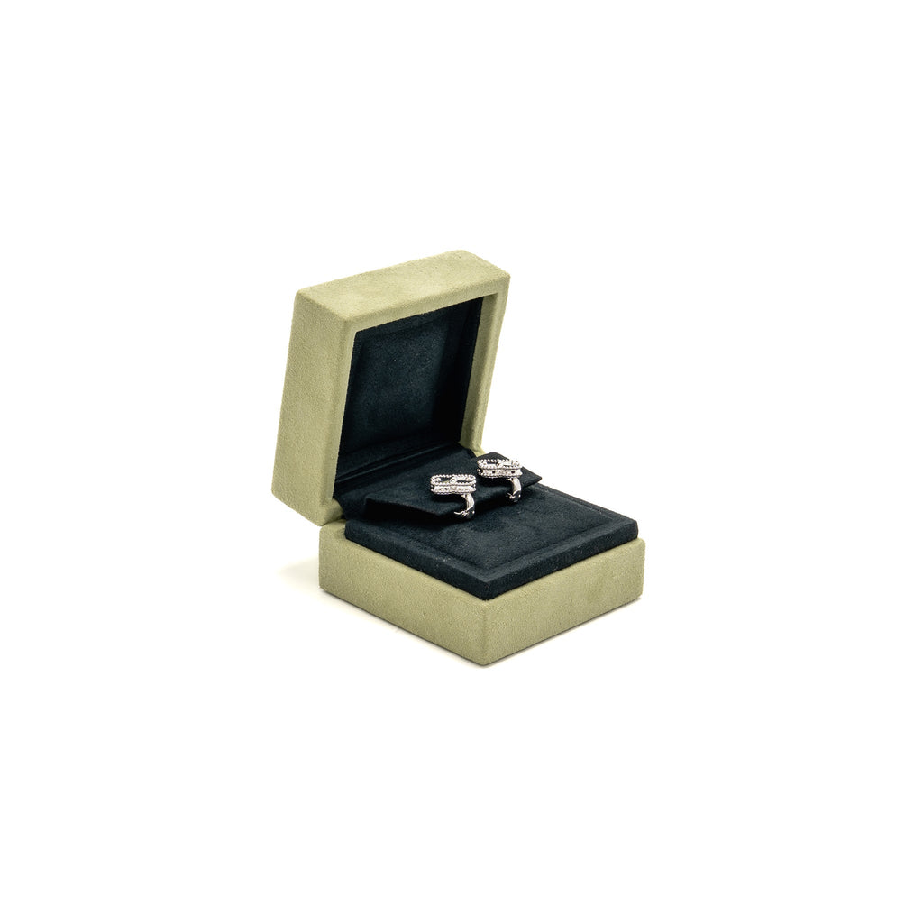 VAN CLEEF & ARPELS VINTAGE ALHAMBRA EARRINGS GUILLOCHE WHITE GOLD