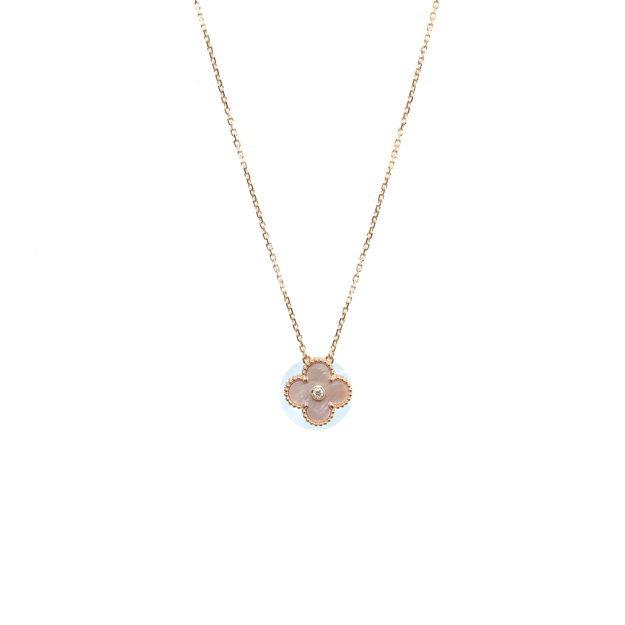 VAN CLEEF & ARPELS 2025 HOLIDAY PENDANT PINK MOTHER OF PEARL, ROSE GOLD, DIAMOND