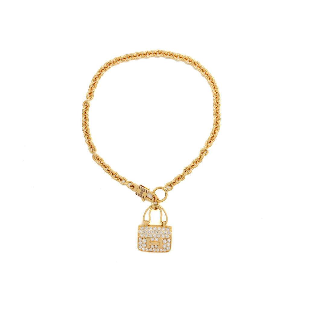 HERMES AMULETTES CONSTANCE BRACELET ROSE GOLD WITH DIAMONDS