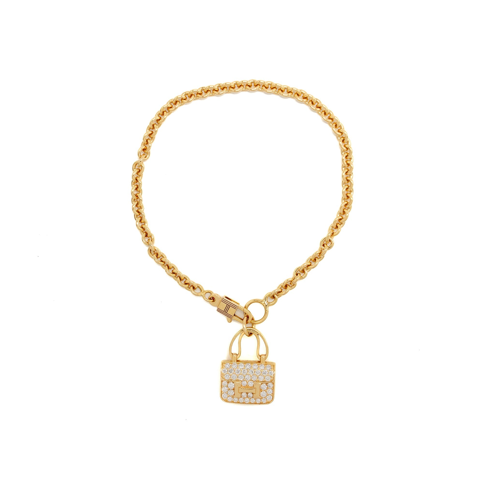 HERMES AMULETTES CONSTANCE BRACELET ROSE GOLD WITH DIAMONDS