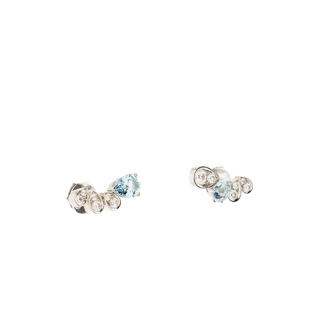CHAUMET JOSEPHINE RONDE D’AIGRETTES EARRINGS AQUAMARINE/DIAMOND WHITE GOLD