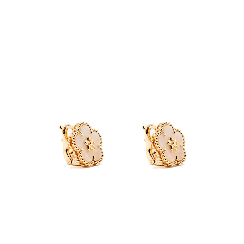 VAN CLEEF & ARPELS LUCKY SPRING PLUM BLOSSOM EARRINGS ROSE GOLD, MOTHER-OF-PEARL