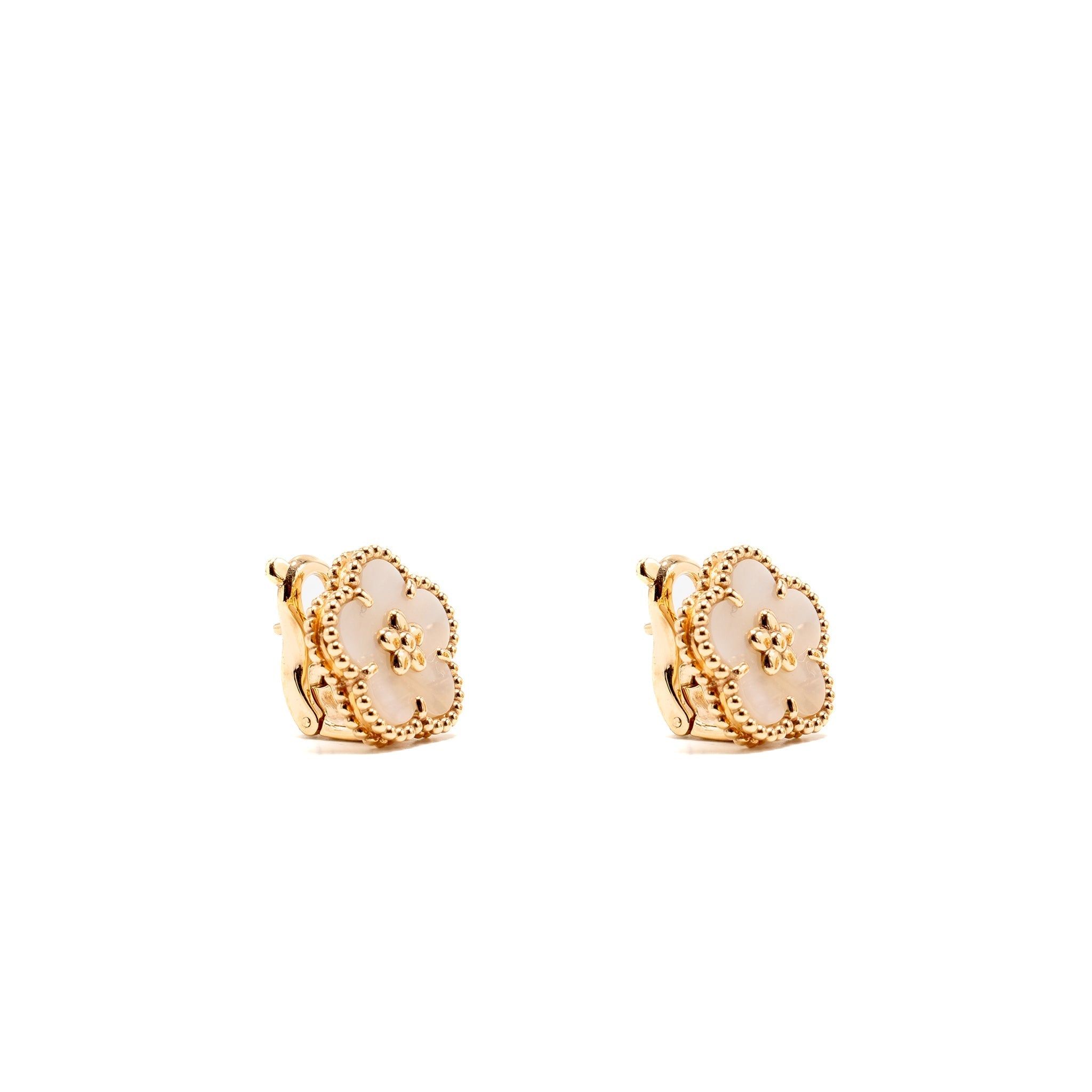 VAN CLEEF & ARPELS LUCKY SPRING PLUM BLOSSOM EARRINGS ROSE GOLD, MOTHER-OF-PEARL