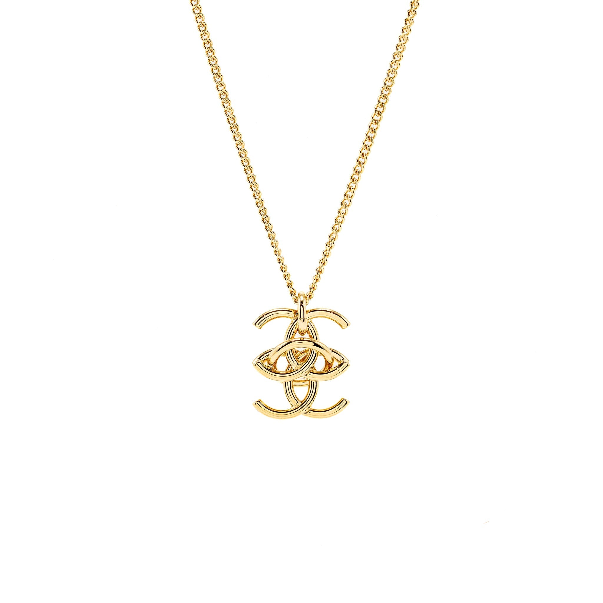 CHANEL 26A INTERLOCKING CC PENDANT NECKLACE GHW