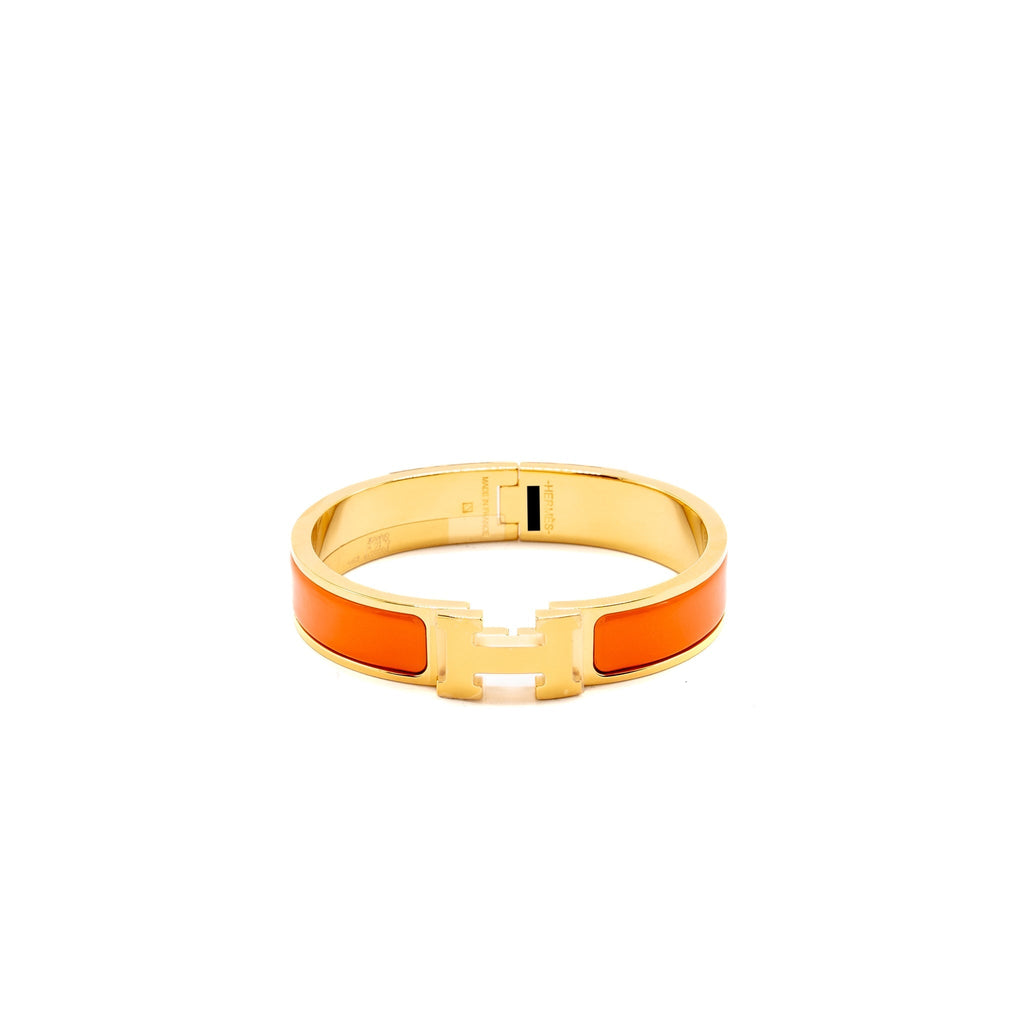 HERMES CLIC H BRACELET ORANGE GHW