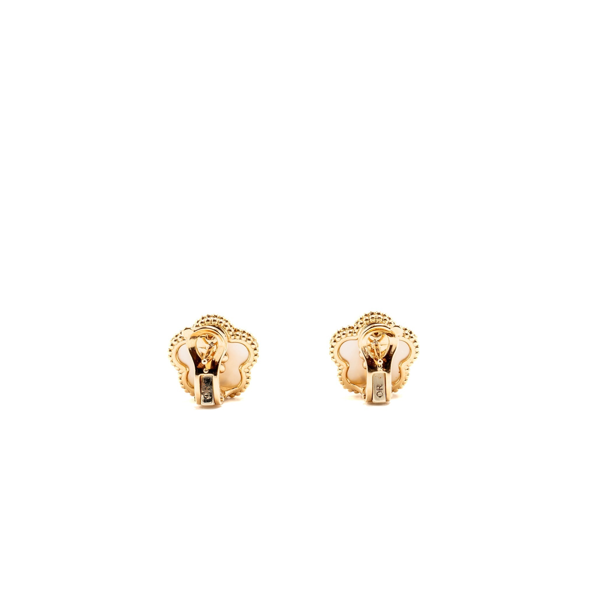 VAN CLEEF & ARPELS LUCKY SPRING EARRINGS, PLUM BLOSSOM, ROSE GOLD, WHITE MOTHER-OF-PEARL