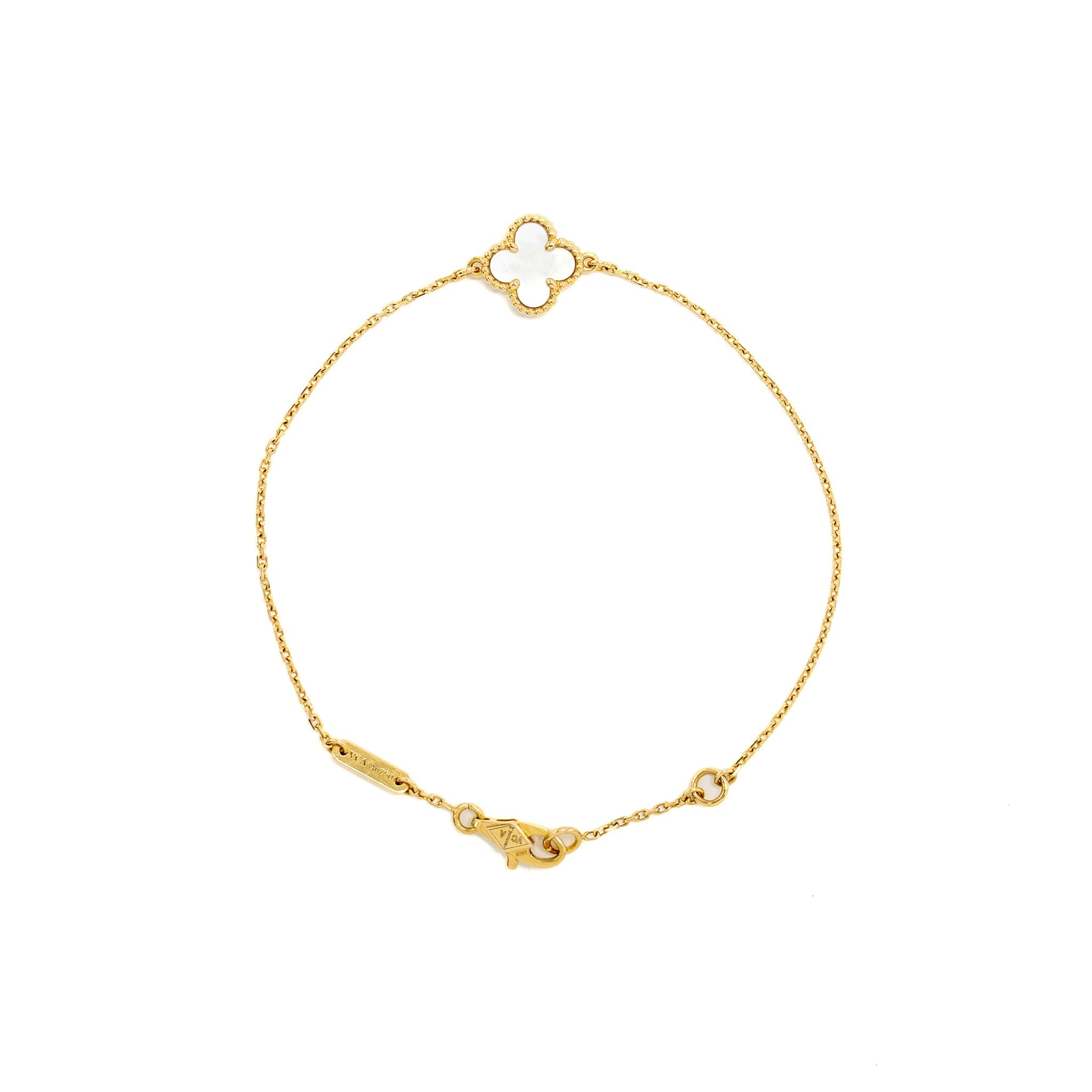 VAN CLEEF AND ARPELS SWEET ALHAMBRA BRACELET WHITE MOTHER OF PEARL / YELLOW GOLD