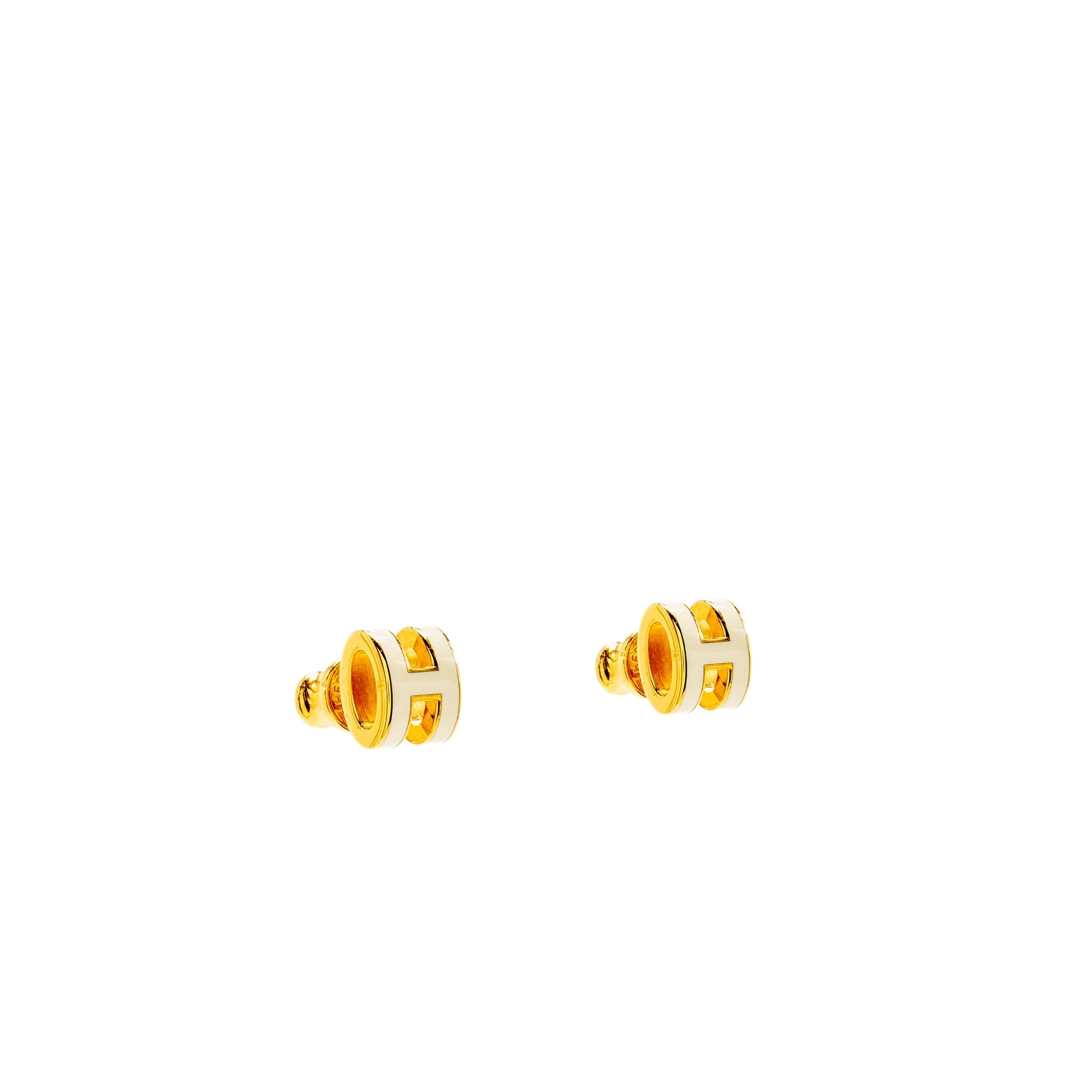 HERMES MINI POP H EARRINGS BLANC GHW