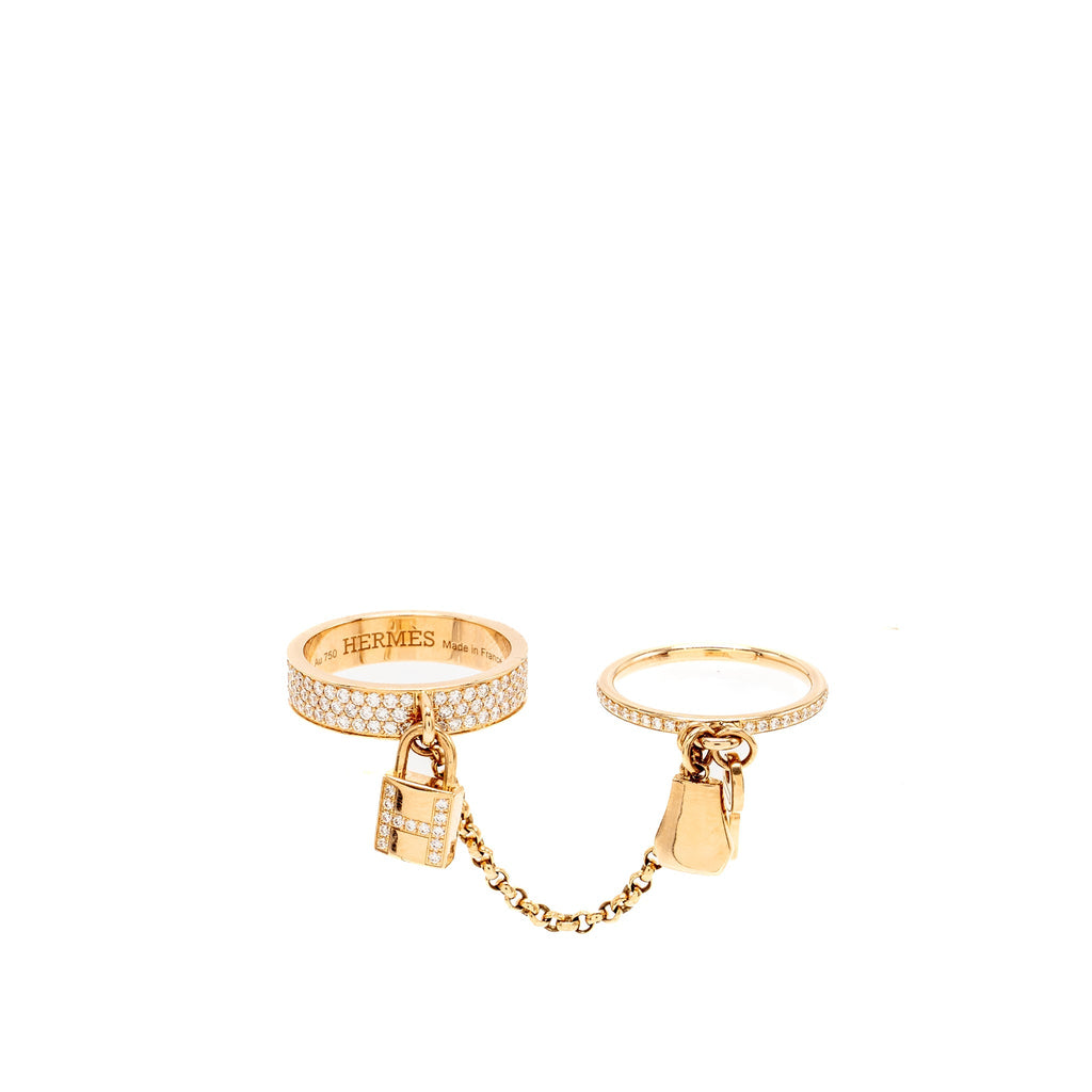 HERMES KELLY CADENAS DOUBLE RING ROSE GOLD WITH DIAMONDS