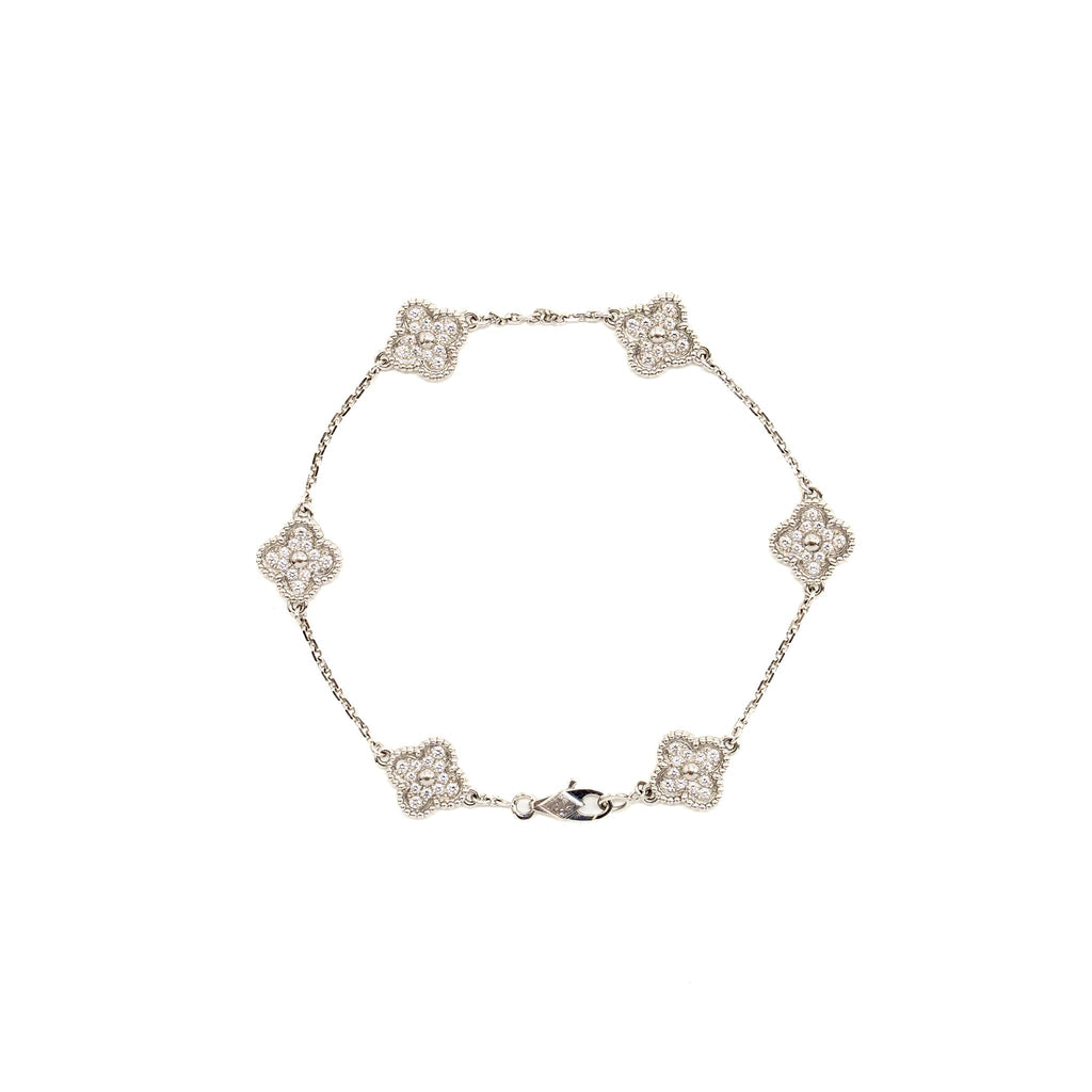 VAN CLEEF AND ARPELS SWEET ALHAMBRA BRACELET, 6 MOTIFS 18K WHITE GOLD / DIAMONDS
