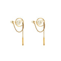 DIOR TRIBALES DANGLE CHAIN EARRINGS PEARL GOLD TONE