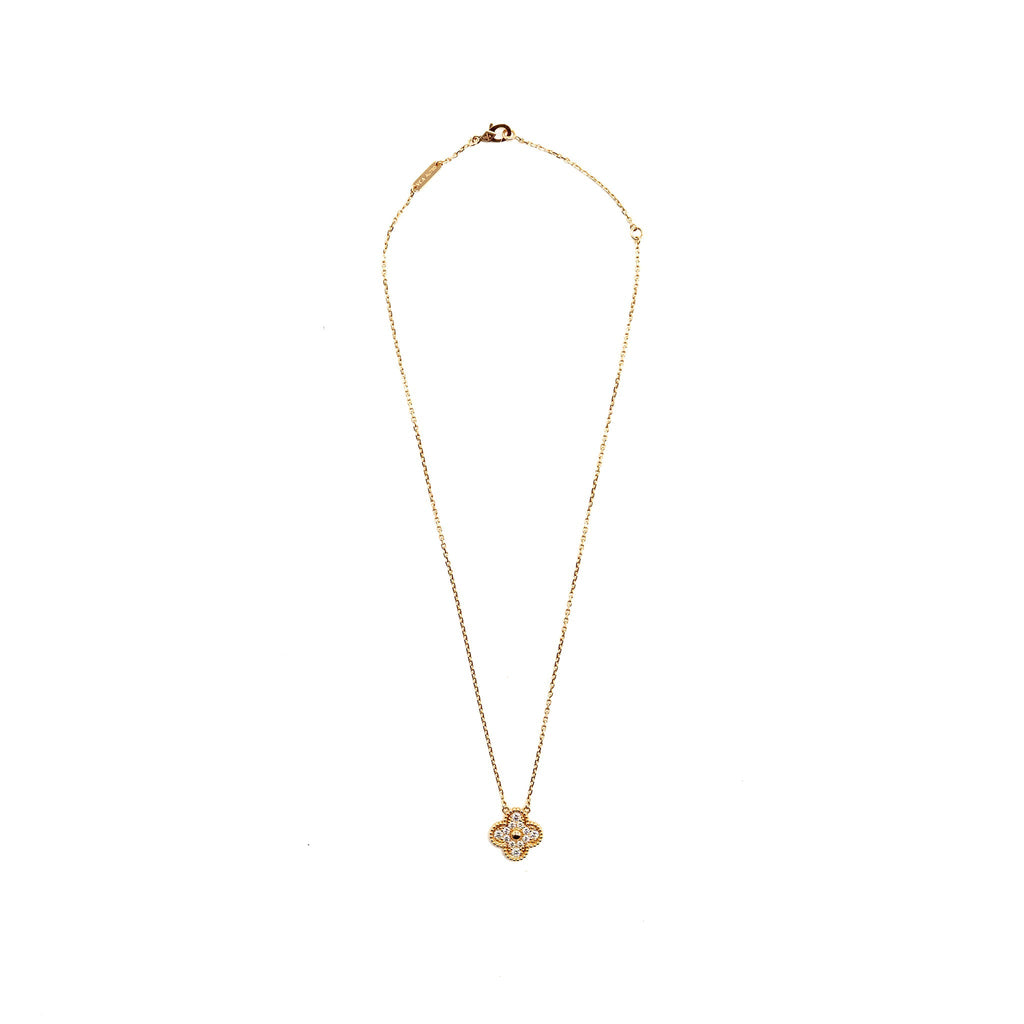 VAN CLEEF & ARPELS VINTAGE ALHAMBRA PENDANT ROSE GOLD DIAMONDS