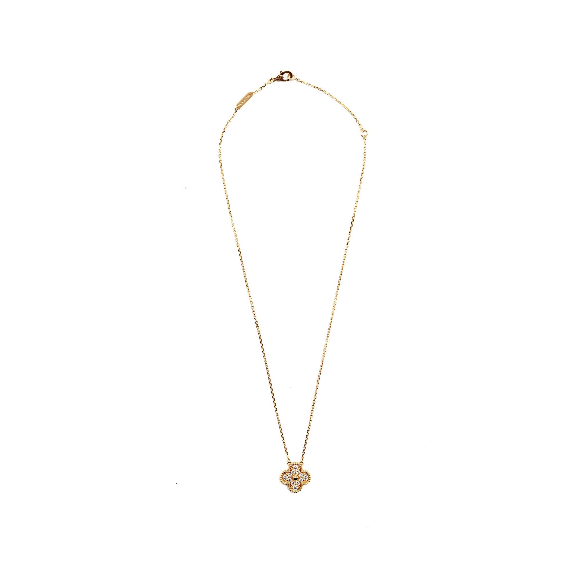 VAN CLEEF & ARPELS VINTAGE ALHAMBRA PENDANT ROSE GOLD DIAMONDS
