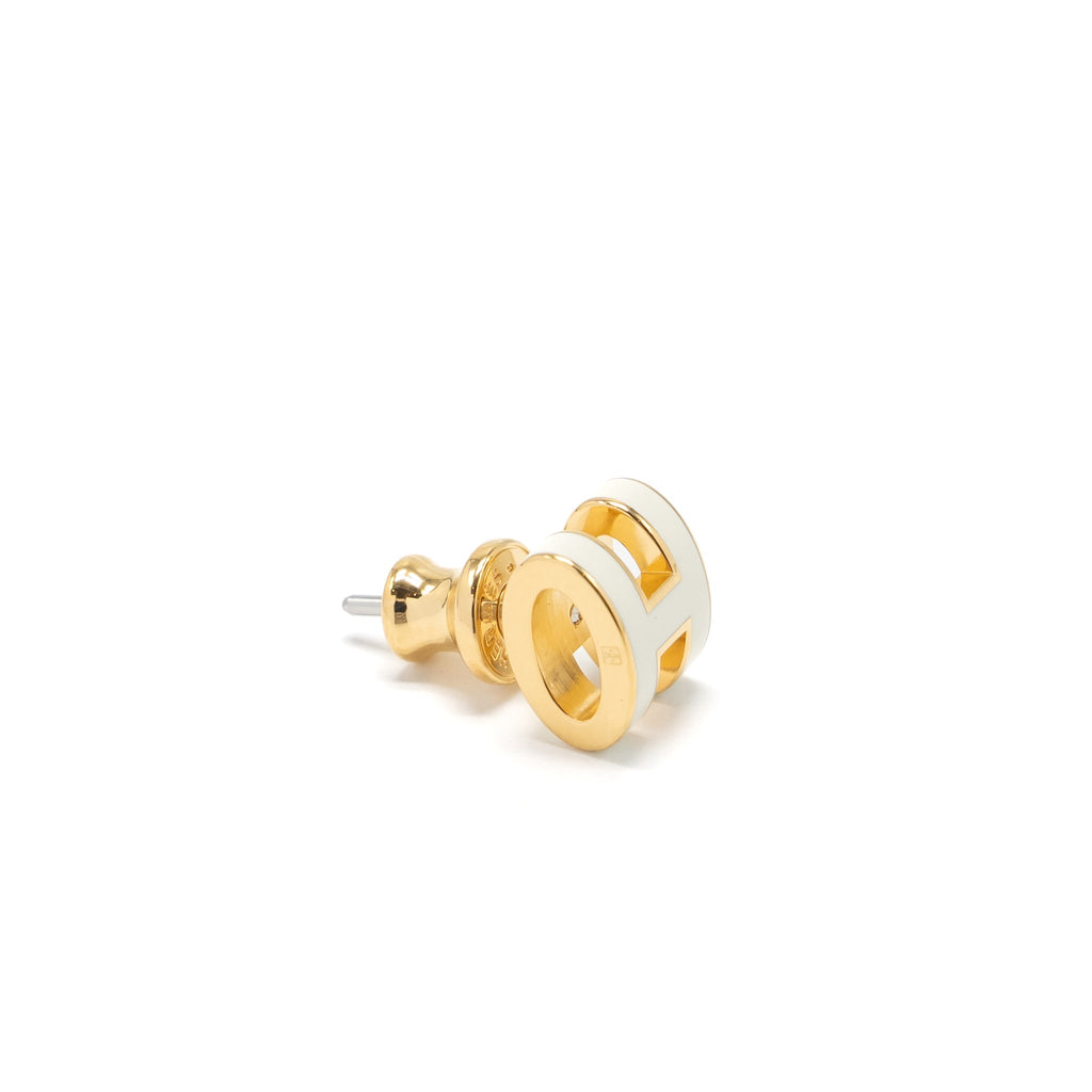 HERMES MINI POP H EARRINGS BLANC GHW