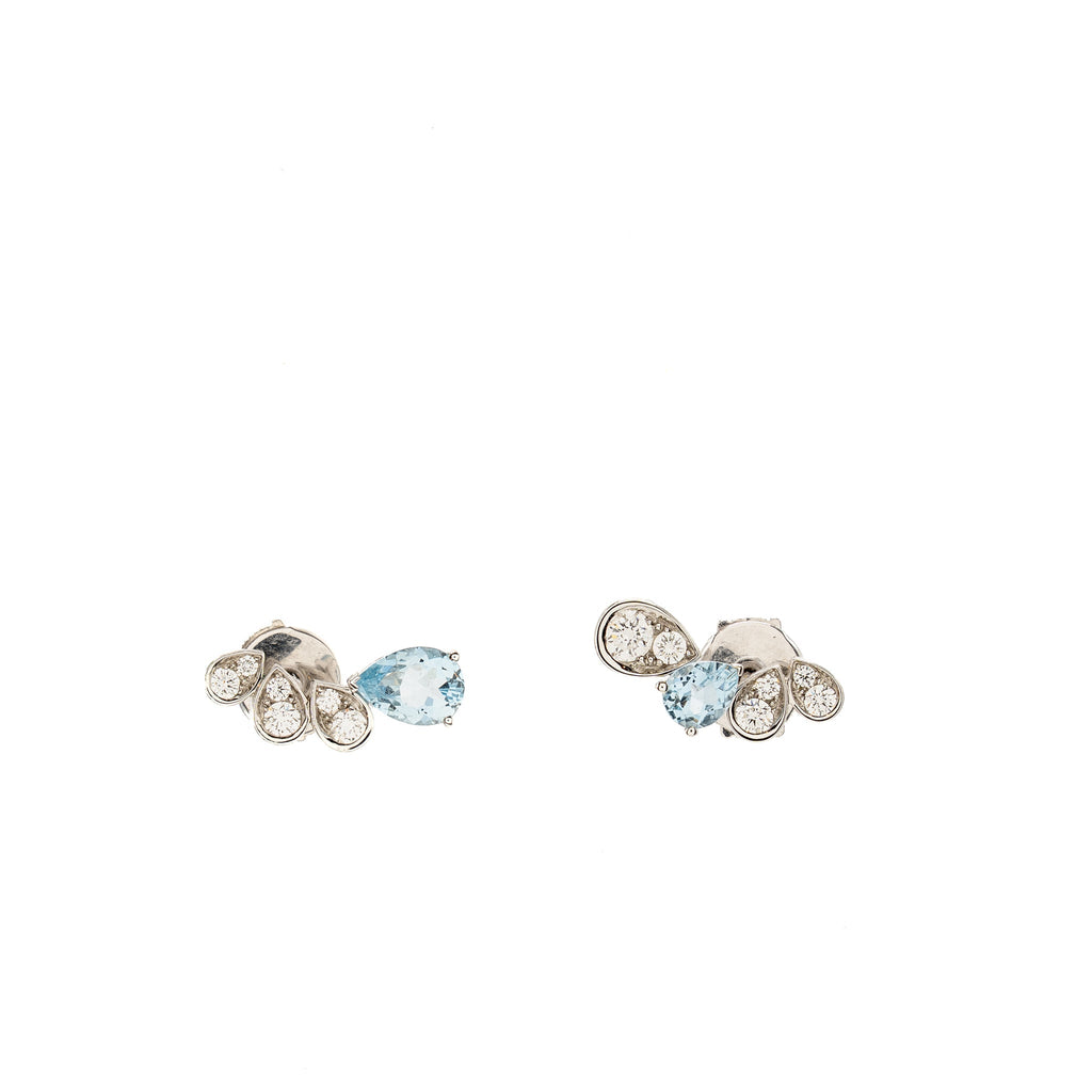 CHAUMET JOSEPHINE RONDE D’AIGRETTES EARRINGS AQUAMARINE/DIAMOND WHITE GOLD