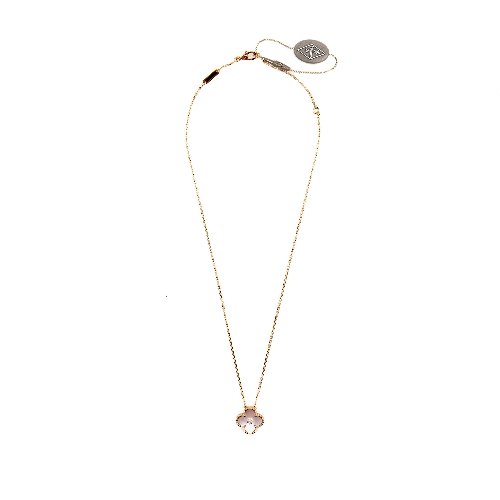 VAN CLEEF & ARPELS 2025 HOLIDAY PENDANT PINK MOTHER OF PEARL ROSE GOLD WITH DIAMOND