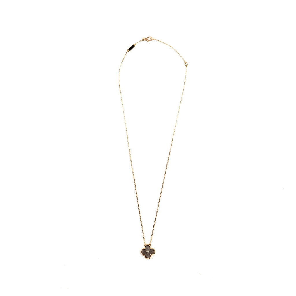 VAN CLEEF AND ARPELS 2023 HOLIDAY LIMITED PENDANT SILVER OBSIDIAN / ROSE GOLD / DIAMONDS
