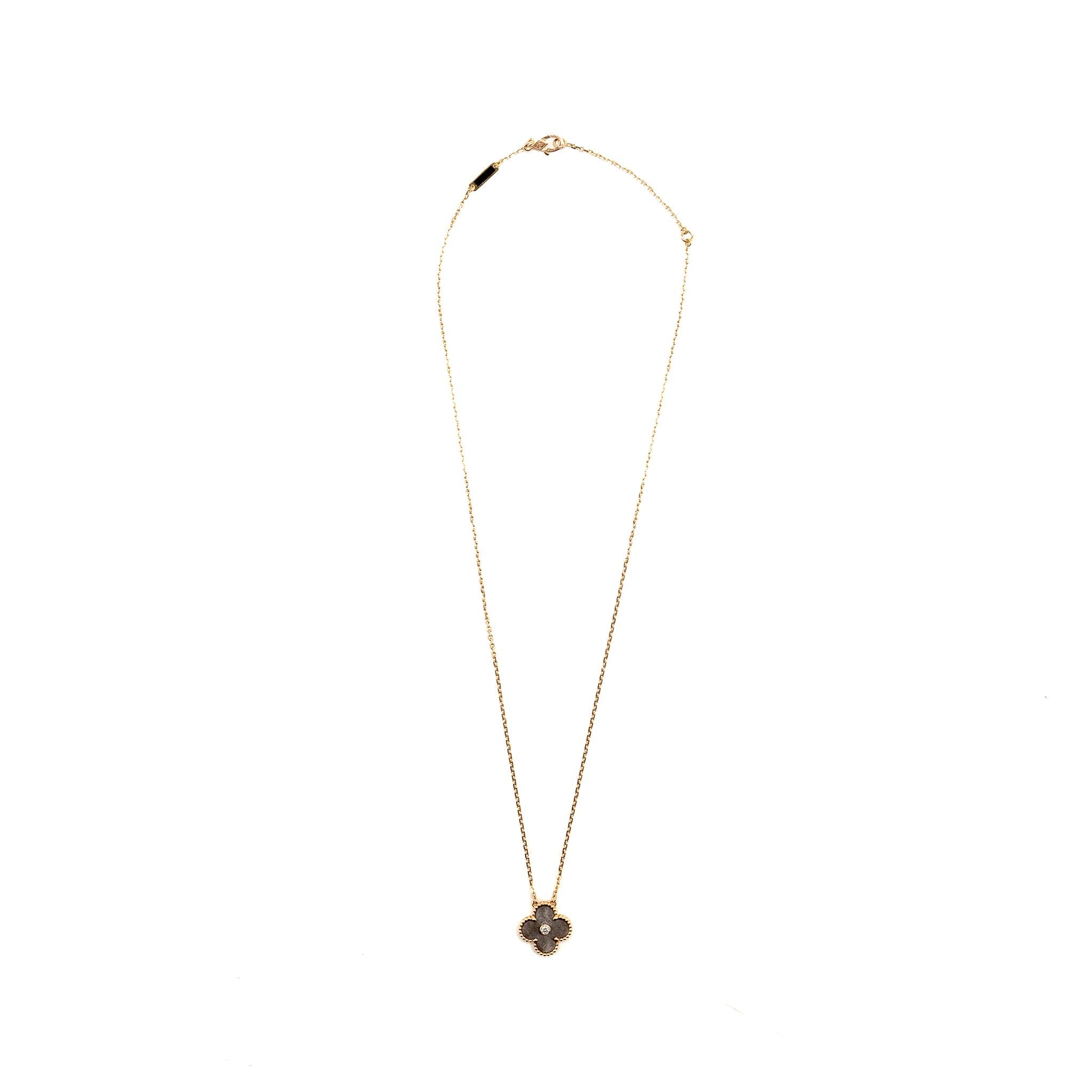 VAN CLEEF AND ARPELS 2023 HOLIDAY LIMITED PENDANT SILVER OBSIDIAN / ROSE GOLD / DIAMONDS