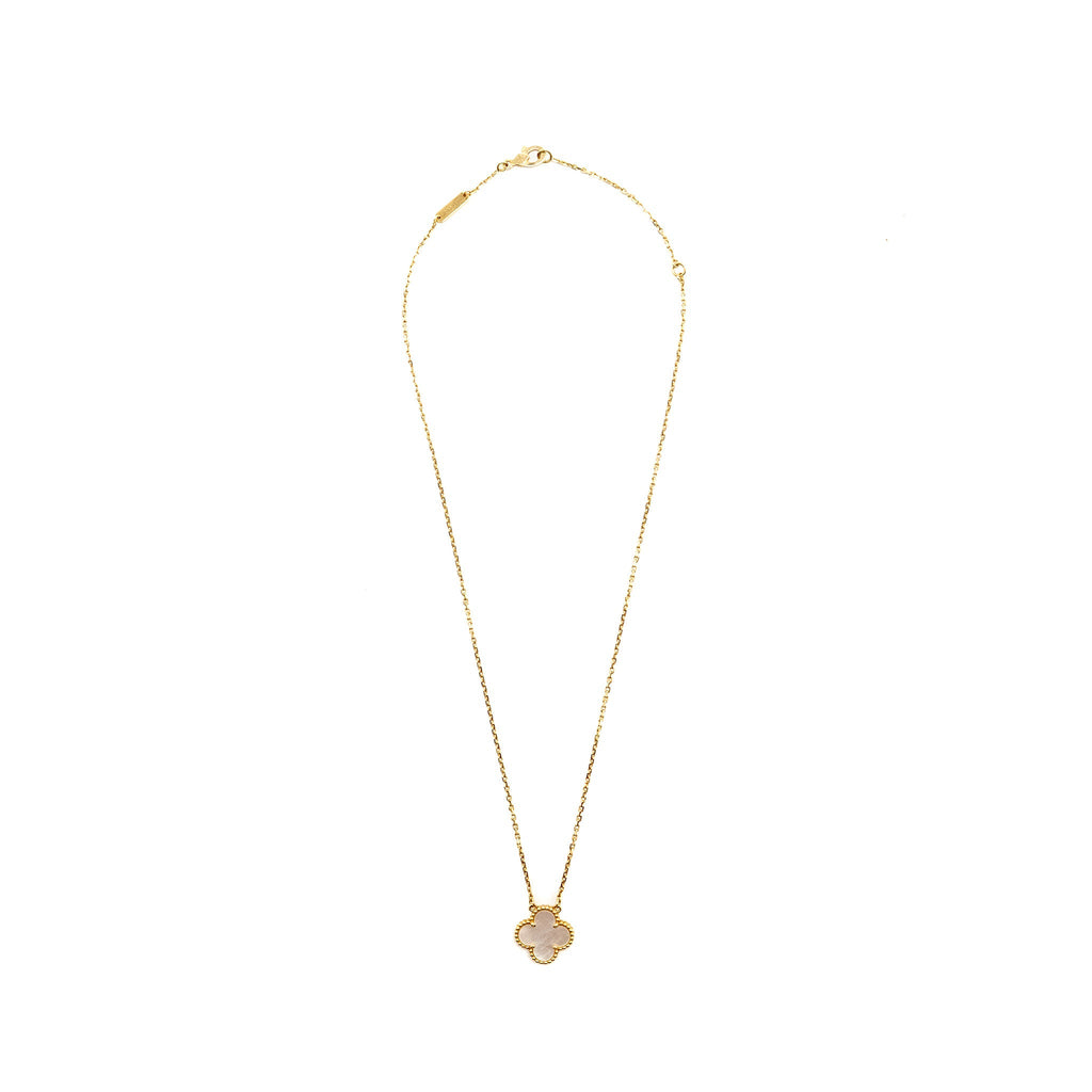 VAN CLEEF & ARPELS VINTAGE ALHAMBRA PENDANT WHITE MOTHER OF PEARL YELLOW GOLD