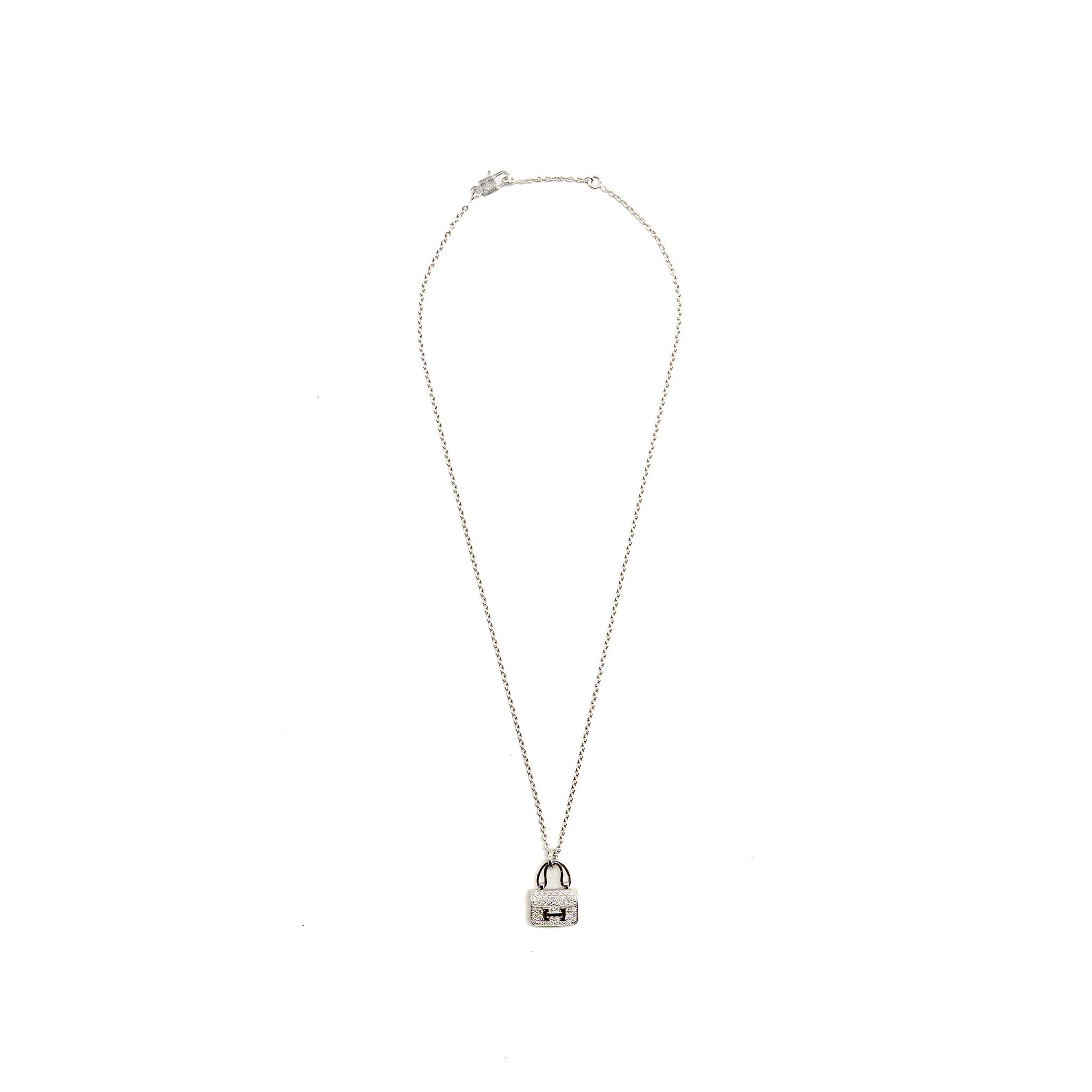 HERMES CONSTANCE AMULETTE PENDANT WHITE GOLD WITH DIAMONDS