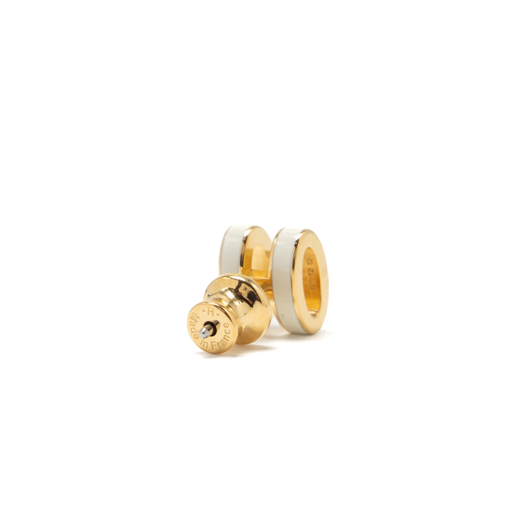 HERMES MINI POP H EARRINGS BLANC GHW