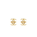 CHANEL 26A INTERLOCKING CC STUD EARRINGS GHW