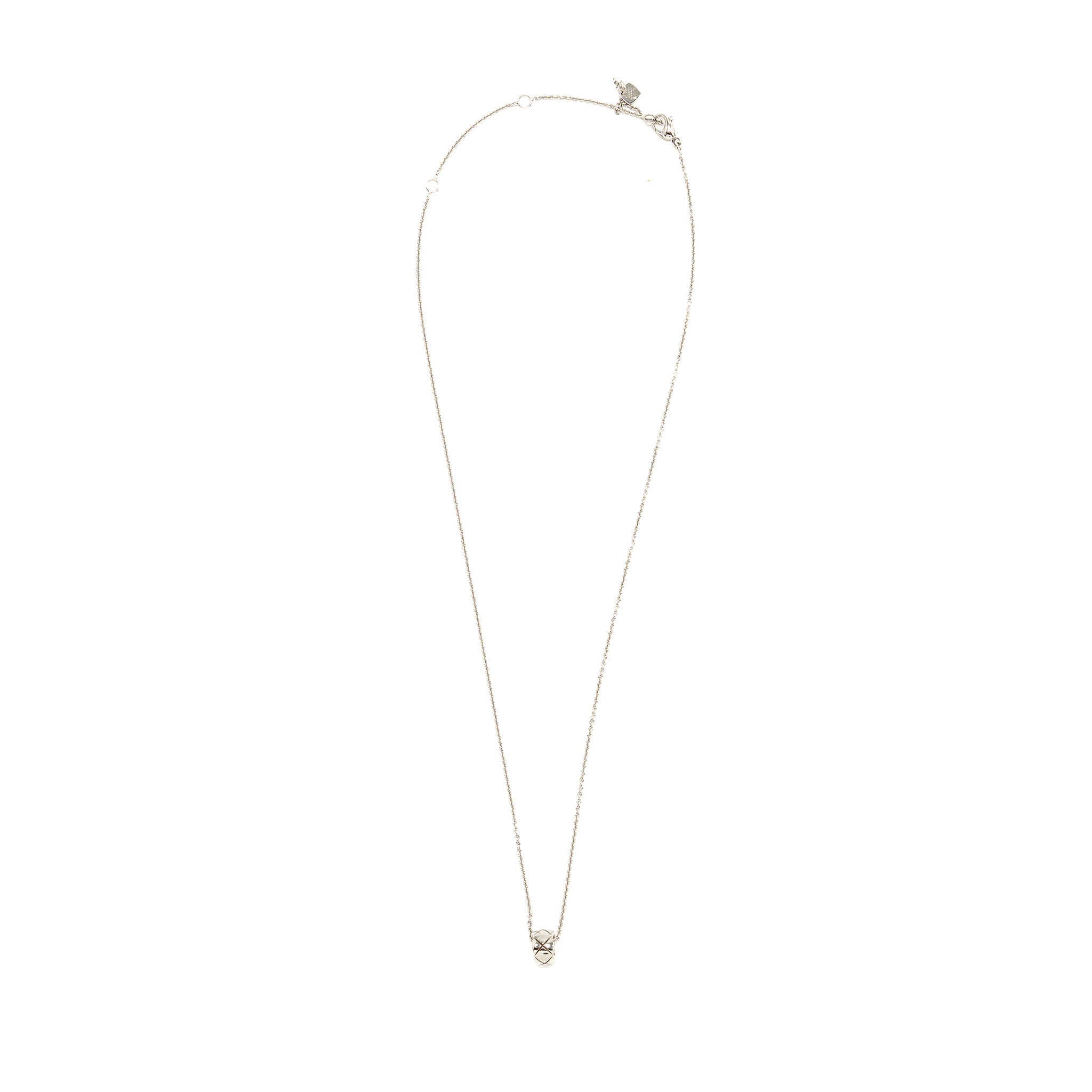 CHANEL COCO CRUSH NECKLACE QUILTED MOTIF WHITE GOLD