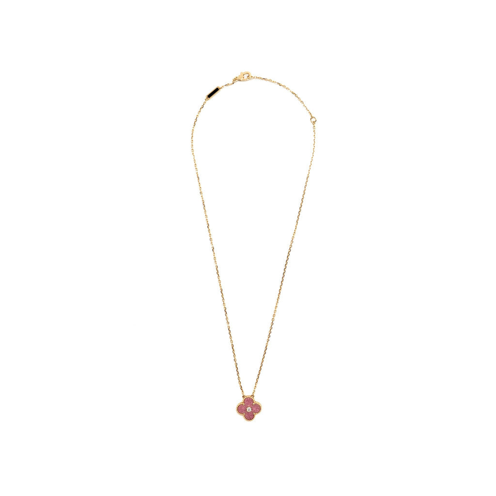 VAN CLEEF HOLIDAY & ARPELS 2021 HOLIDAY PENDANT RHODONITE ROSE GOLD WITH DIAMONDS