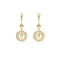 CHANEL HEART CIRCLE CC DROP EARRINGS LIGHT GOLD TONE