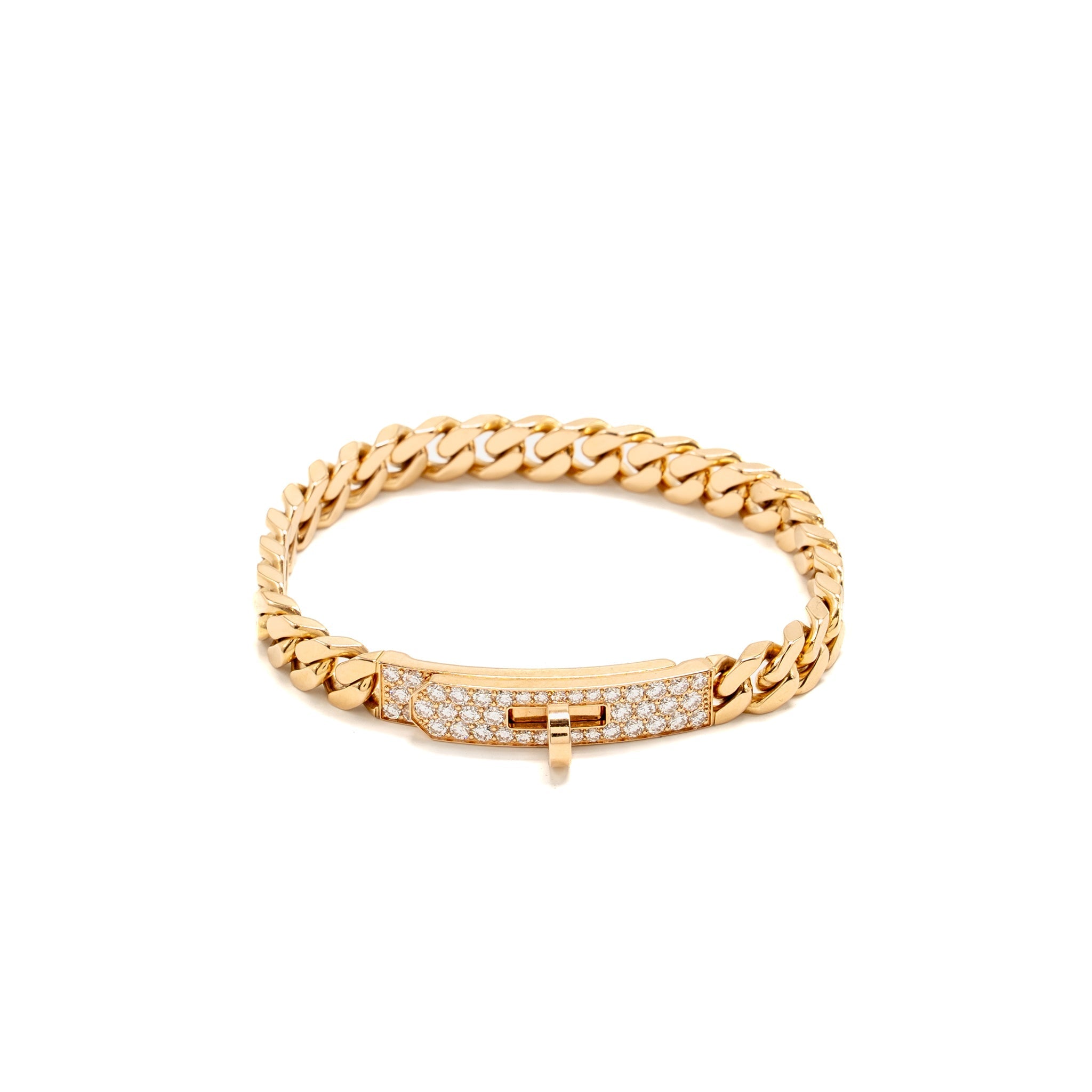 HERMES KELLY GOURMETTE BRACELET ROSE GOLD/DIAMONDS