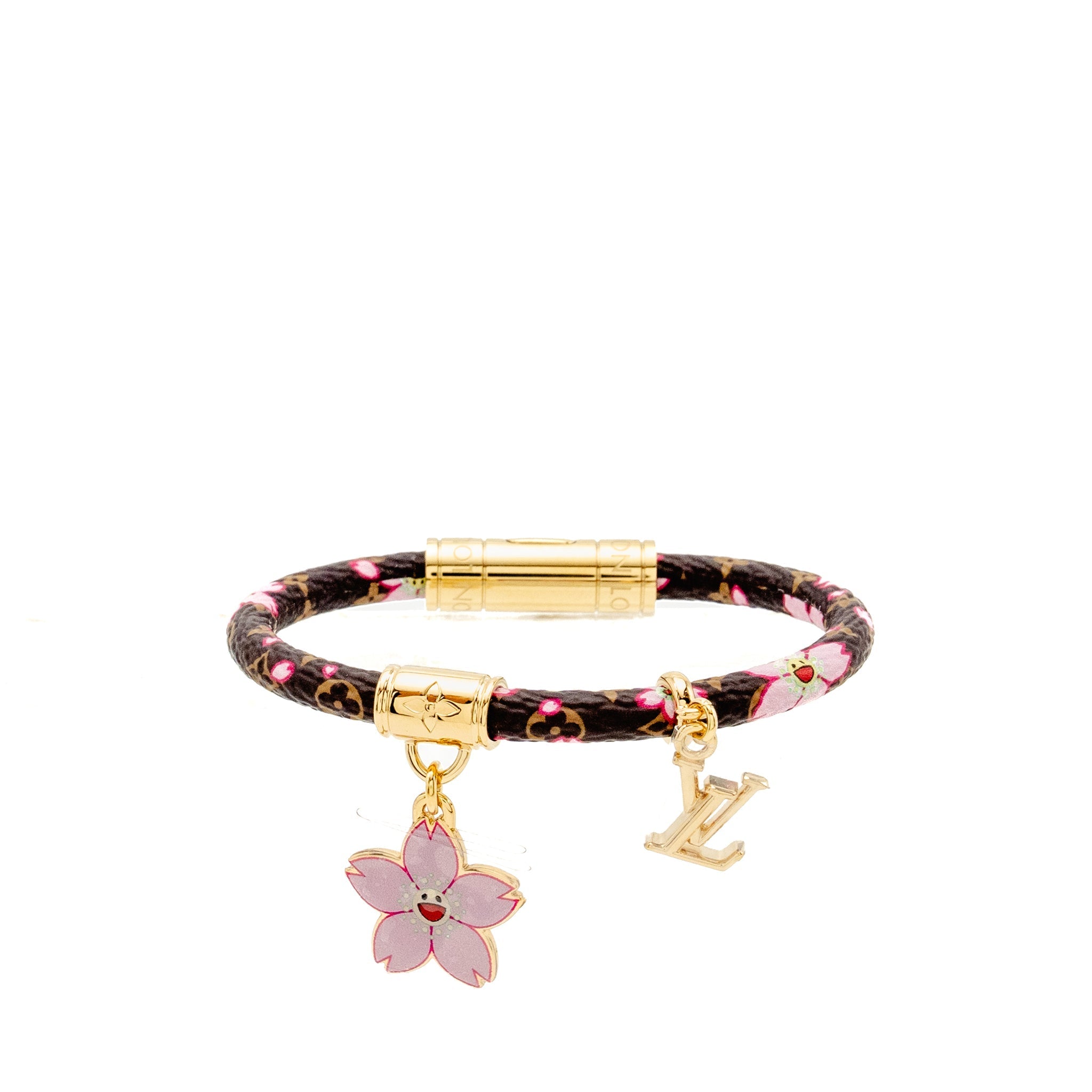 LOUIS VUITTON X TAKASHI MURAKAMI CHERRY BLOSSOM BRACELET CANVAS BROWN/PINK GHW