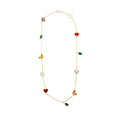 VAN CLEEF & ARPELS LUCKY ALHAMBRA LONG NECKLACE, 12 MOTIFS, YELLOW GOLD, CARNELIAN, MALACHITE, WHITE AND GREY MOTHER-OF-PEARL, TIGER EYE
