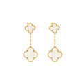 VAN CLEEF & ARPELS MAGIC ALHAMBRA 2-MOTIF EARRINGS, YELLOW GOLD, WHITE MOTHER-OF-PEARL