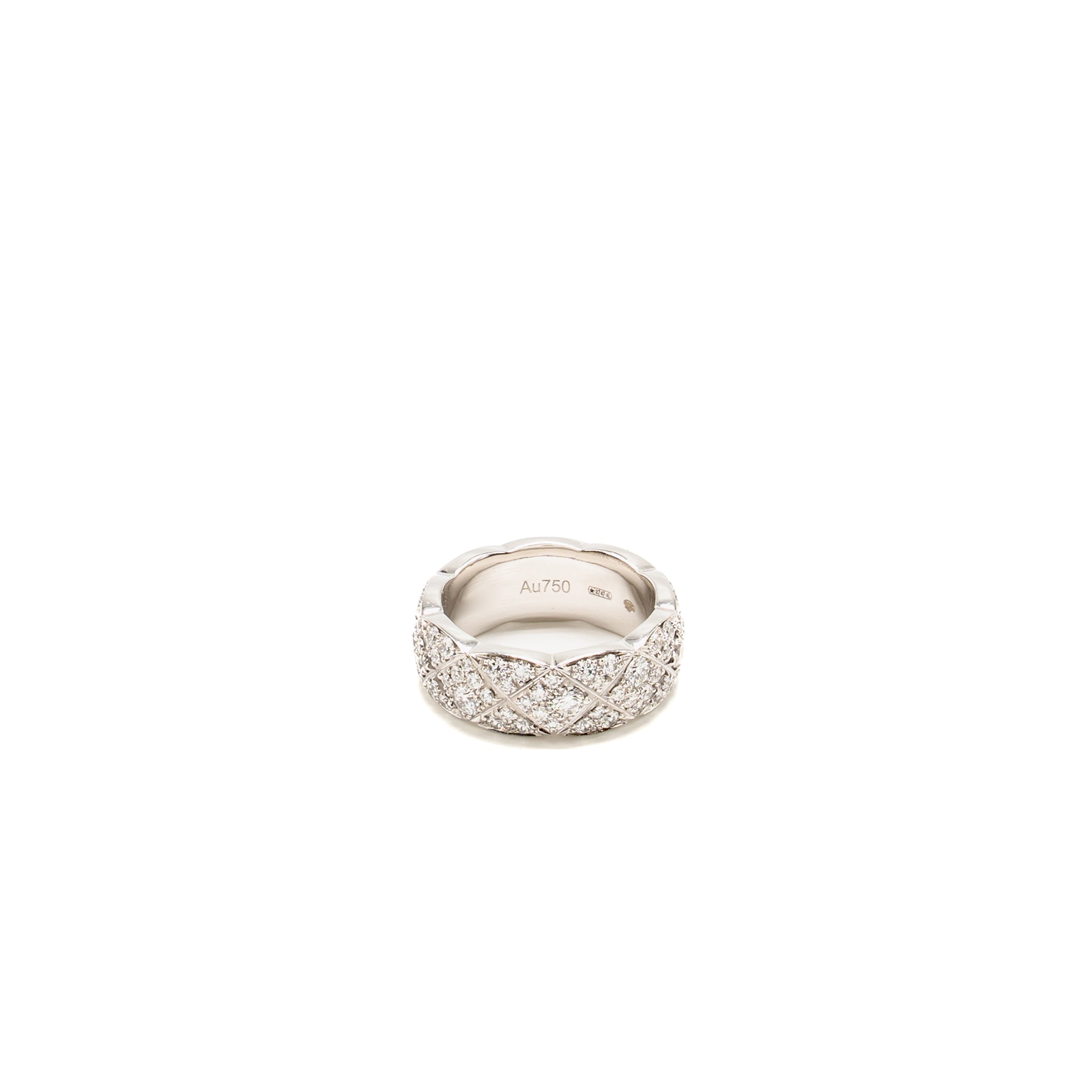 CHANEL COCO CRUSH RING QUILTED MOTIF, SMALL VERSION, WHITE GOLD/DIAMONDS