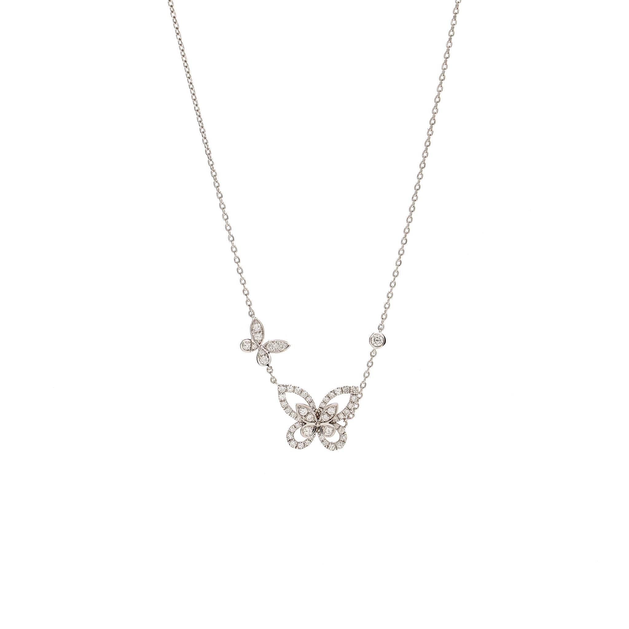 GRAFF DOUBLE BUTTERFLY SILHOUETTE PENDANT WHITE GOLD DIAMONDS