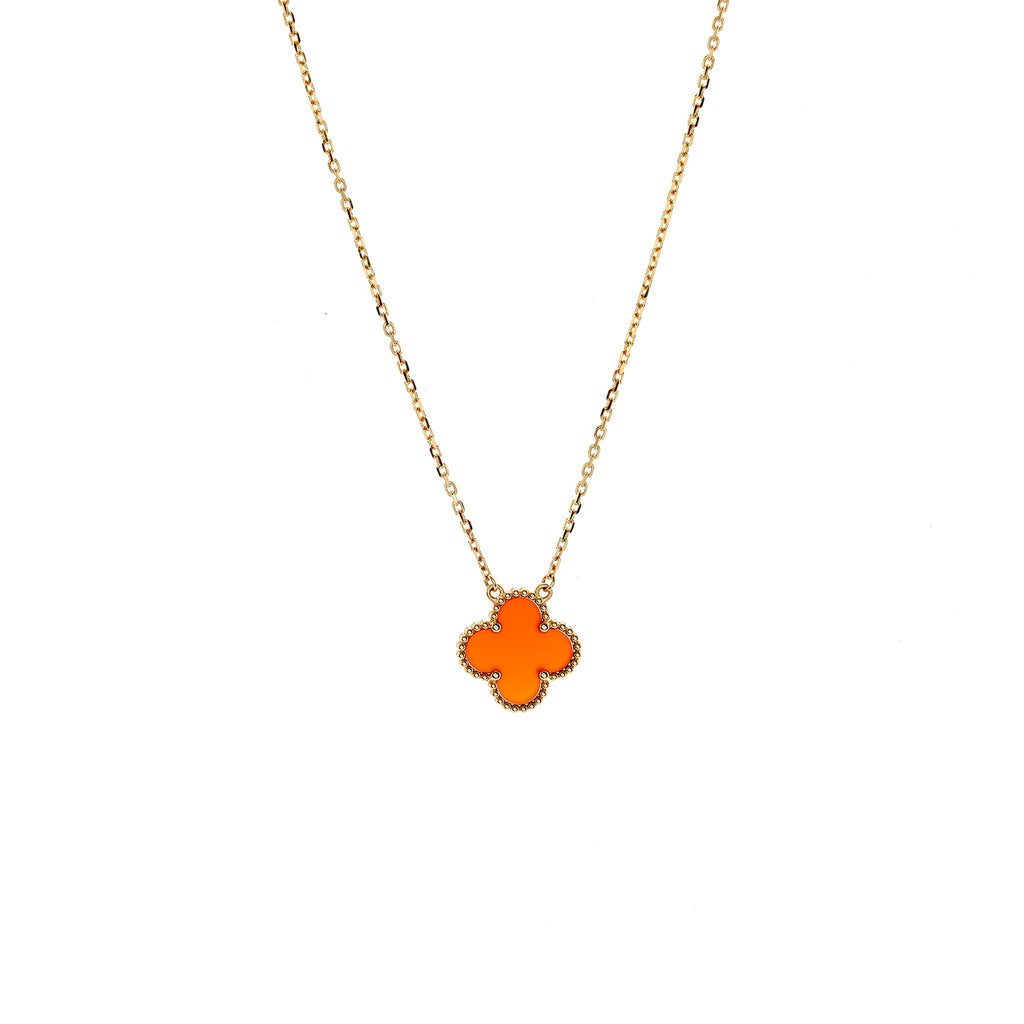 VAN CLEEF & ARPELS VINTAGE ALHAMBRA PENDANT CARNELIAN YELLOW GOLD