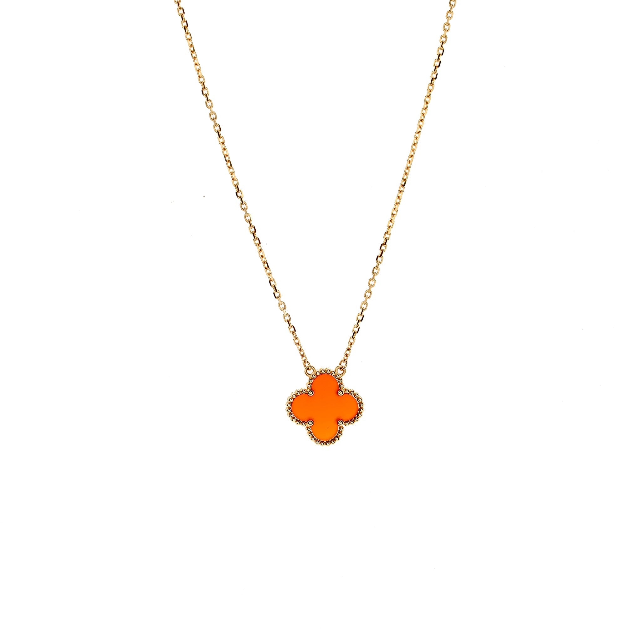 VAN CLEEF & ARPELS VINTAGE ALHAMBRA PENDANT CARNELIAN YELLOW GOLD