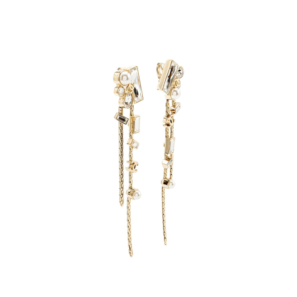 CHANEL GOLDEN LOOP EAR CLIPS LIGHT GOLD TONE