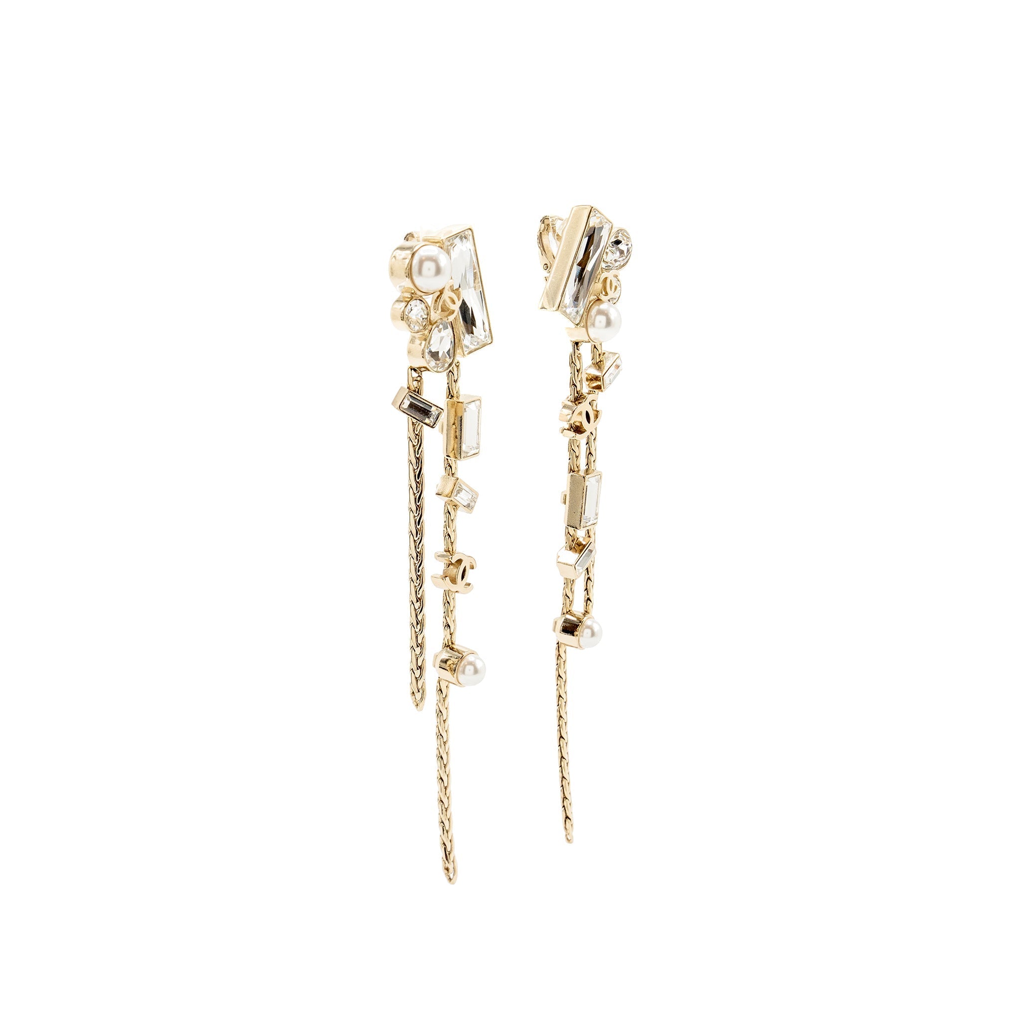 CHANEL GOLDEN LOOP EAR CLIPS LIGHT GOLD TONE