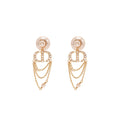 DIOR CD CRYSTAL DROPPED AND PEARL EARRINGS ROSE GOLD TONE