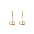 DIOR MONTAIGNE 30 EARRINGS MULTICOLOURED CRYSTAL GOLD TONE