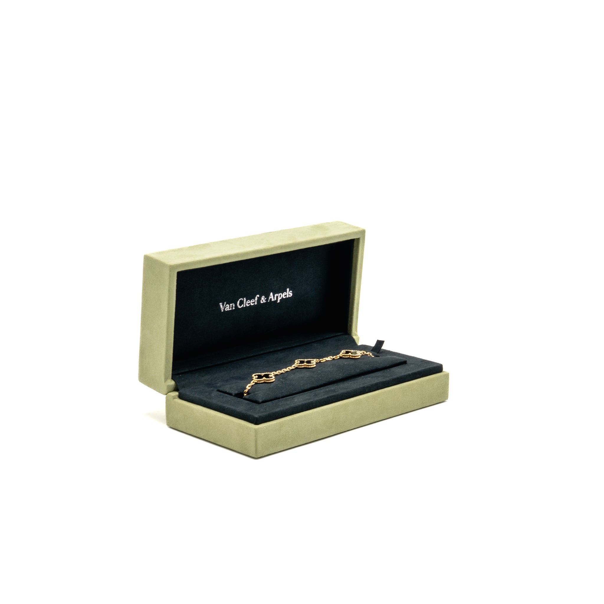 VAN CLEEF & ARPELS VINTAGE ALHAMBRA BRACELET 5 MOTIFS ONYX YELLOW GOLD