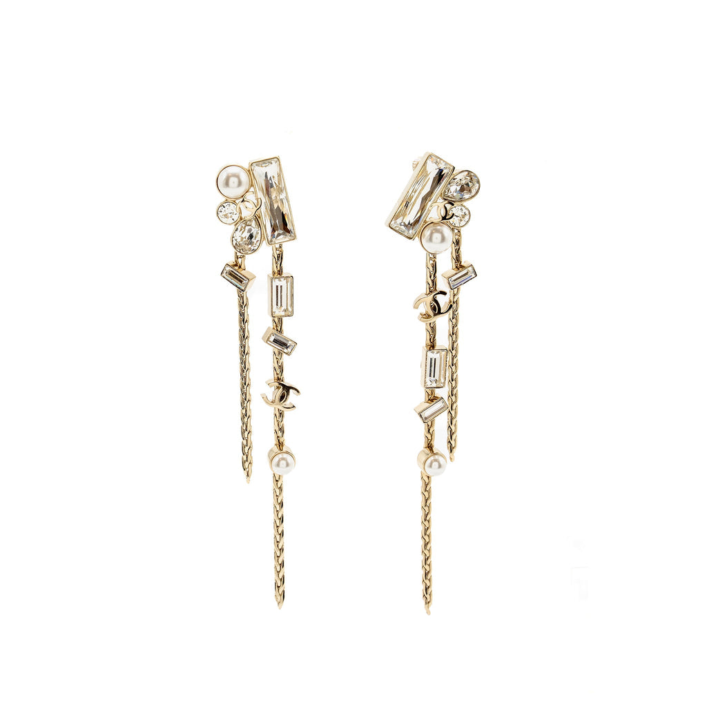 CHANEL GOLDEN LOOP EAR CLIPS LIGHT GOLD TONE
